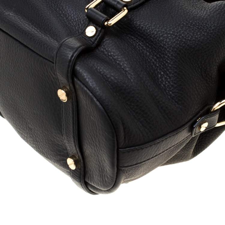 Pre Owned MICHAEL Michael Kors Black Leather Bedford Belted Satchel