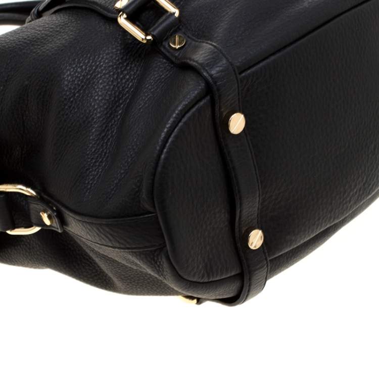 Pre Owned MICHAEL Michael Kors Black Leather Bedford Belted Satchel