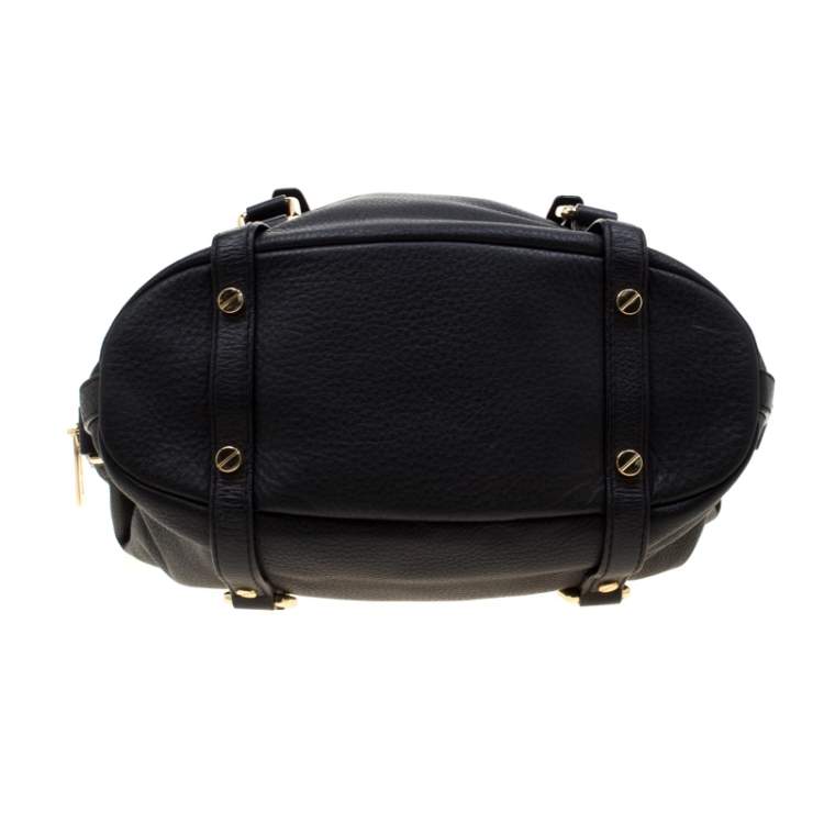 Pre Owned MICHAEL Michael Kors Black Leather Bedford Belted Satchel