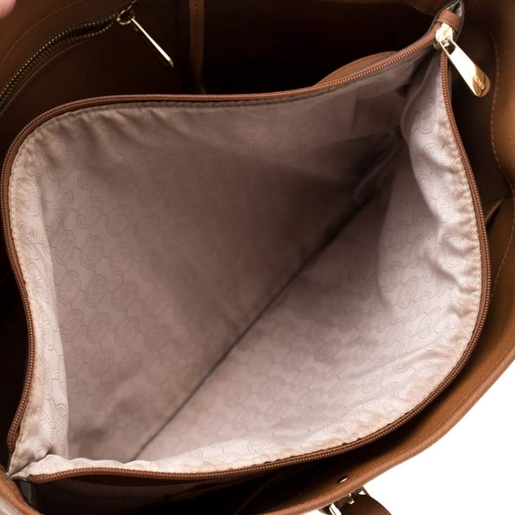 Pre Owned Michael Kors Brown Leather Jet Set Travel Tote