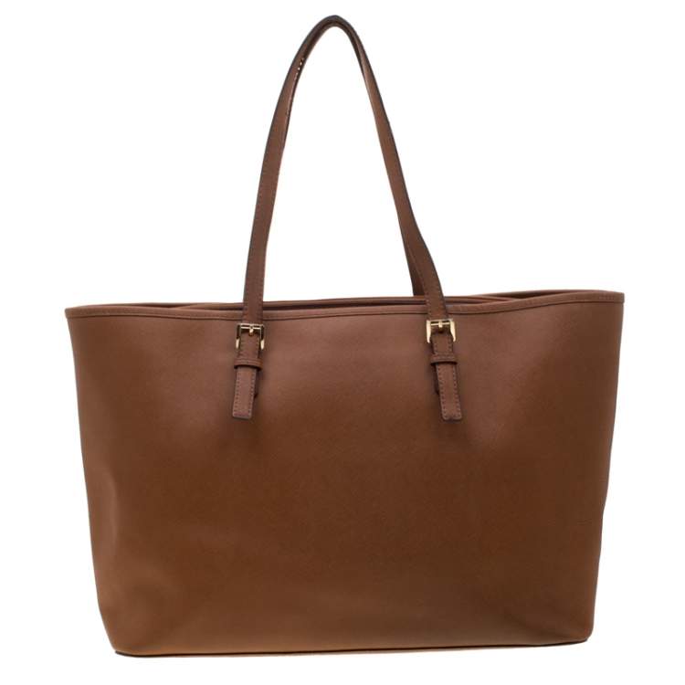 Pre Owned Michael Kors Brown Leather Jet Set Travel Tote