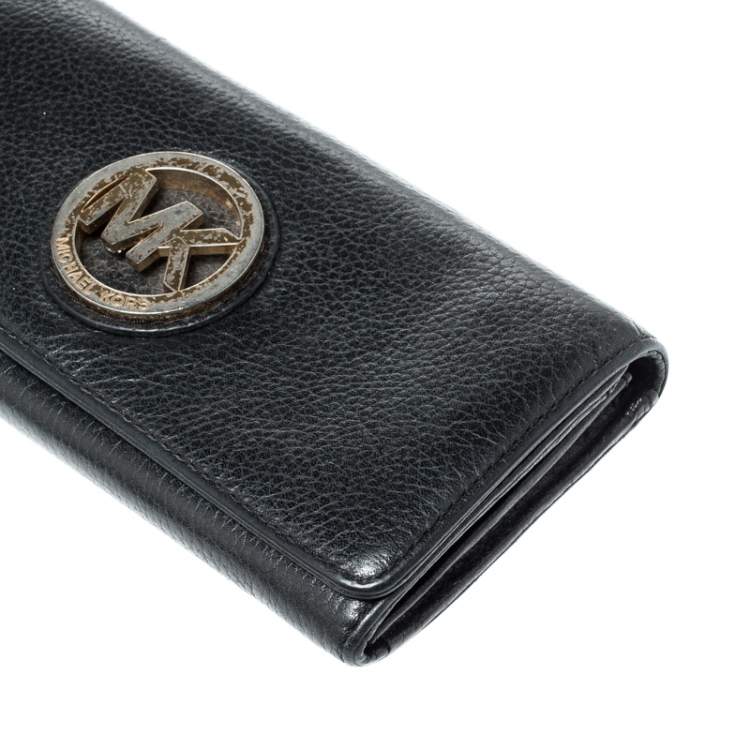 Pre Owned Michael Kors Black Leather Fulton Wallet