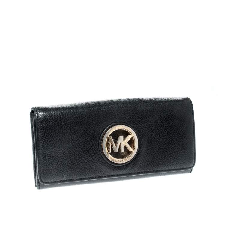 Pre Owned Michael Kors Black Leather Fulton Wallet
