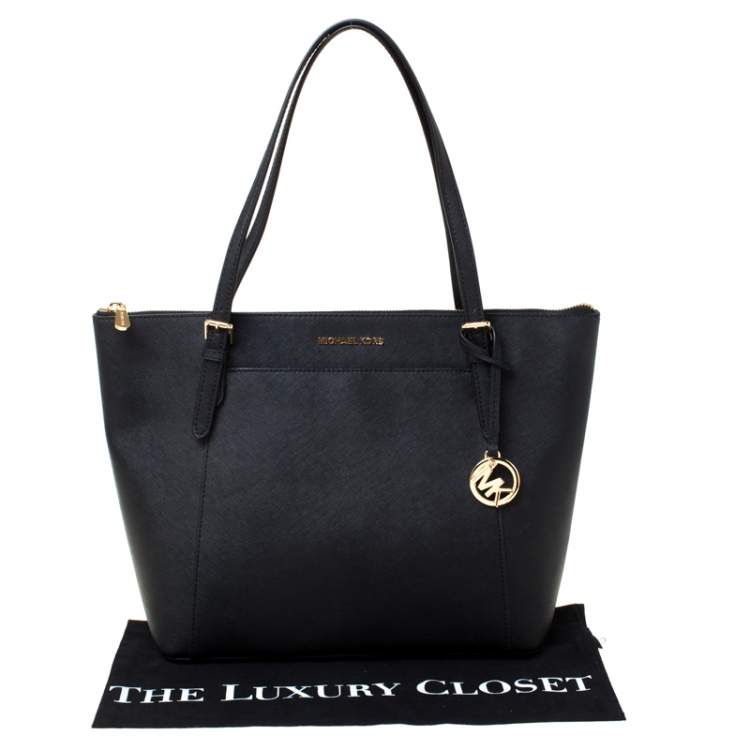 Pre Owned Michael Kors Black Leather Large Caira Tote