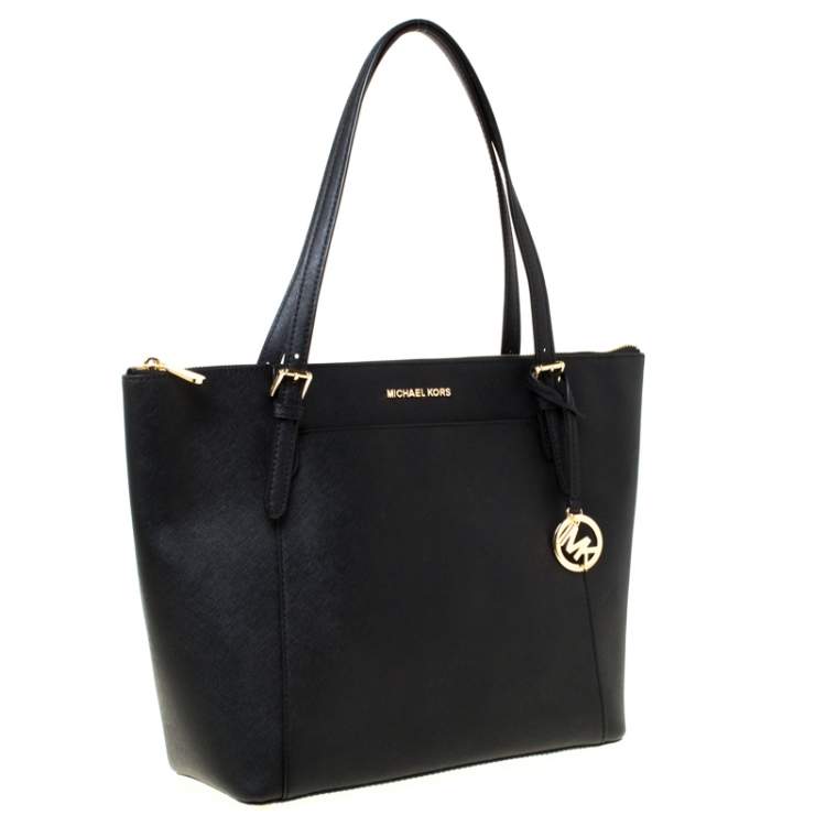 Pre Owned Michael Kors Black Leather Large Caira Tote