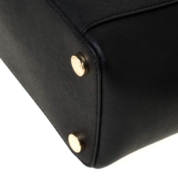 Pre Owned Michael Kors Black Leather Large Caira Tote