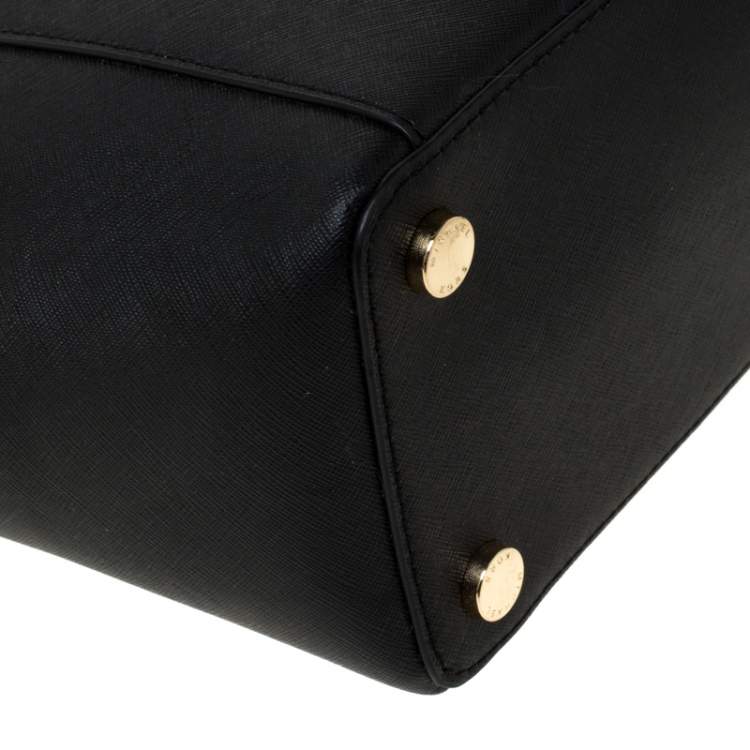 Pre Owned Michael Kors Black Leather Large Caira Tote