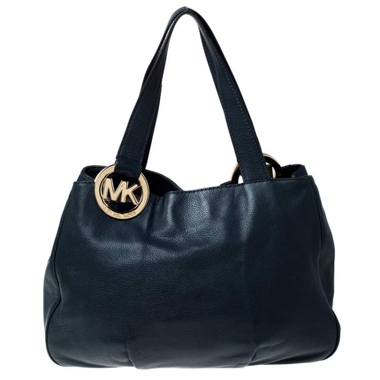 Pre Owned Michael Kors Navy Blue Fulton East West Tote