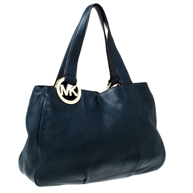 Pre Owned Michael Kors Navy Blue Fulton East West Tote