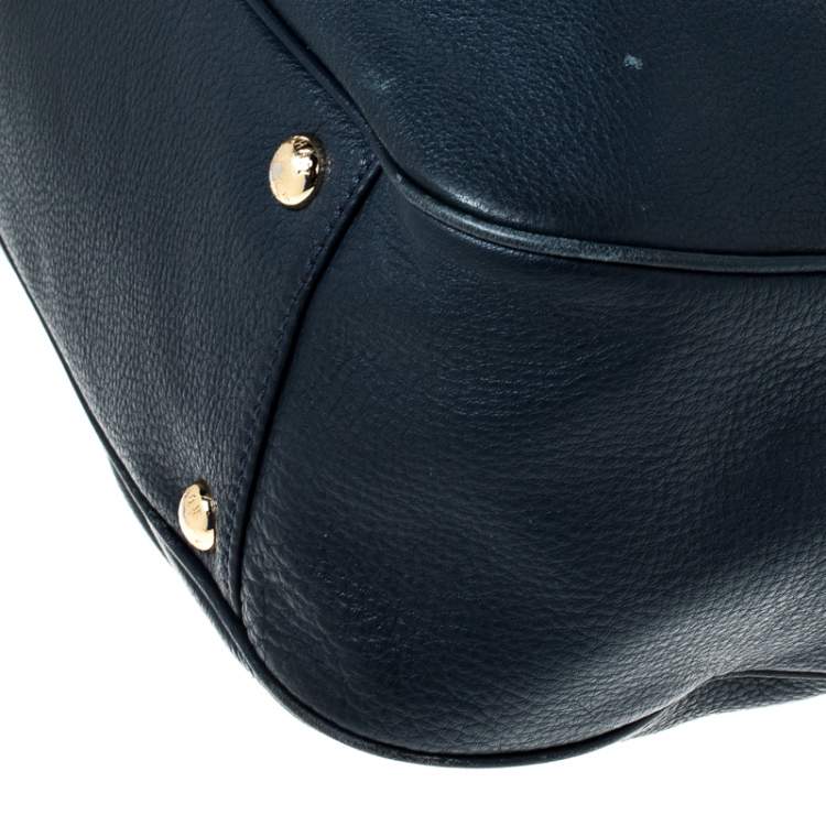 Pre Owned Michael Kors Navy Blue Fulton East West Tote