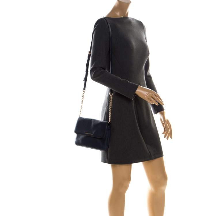 Pre Owned Michael Kors Blue Leather Crossbody Bag