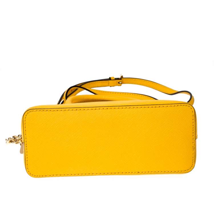 Pre Owned  Michael Kors Yellow Leather Mini Emmy Cindy Crossbody Bag  