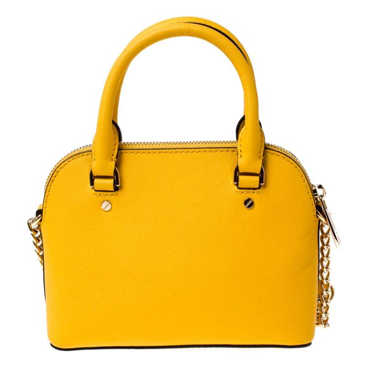 Pre Owned  Michael Kors Yellow Leather Mini Emmy Cindy Crossbody Bag  