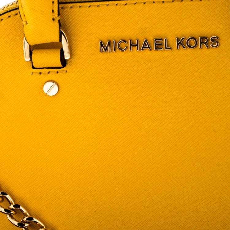 Pre Owned  Michael Kors Yellow Leather Mini Emmy Cindy Crossbody Bag  
