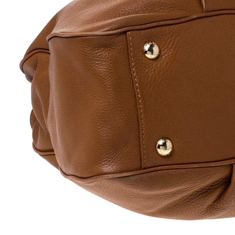 Pre Owned Michael Kors Tan Leather Falcon Charm Tote