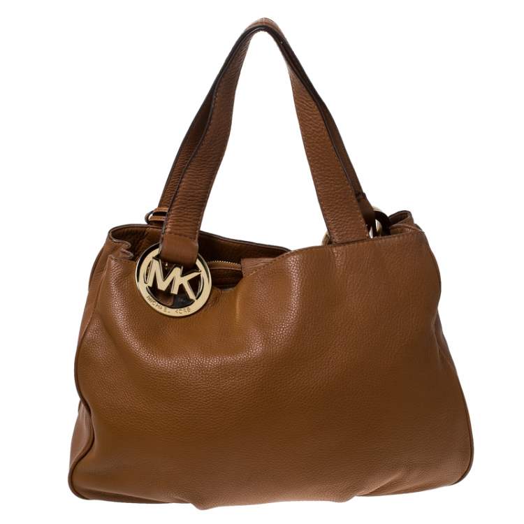 Pre Owned Michael Kors Tan Leather Falcon Charm Tote