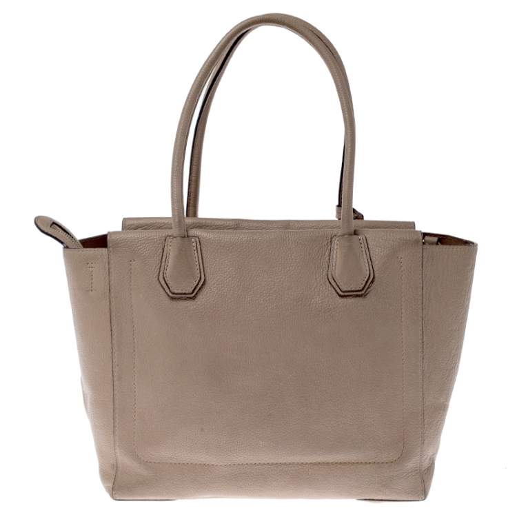 Pre Owned Michael Kors Beige Pebbled Leather Large Mercer Tote