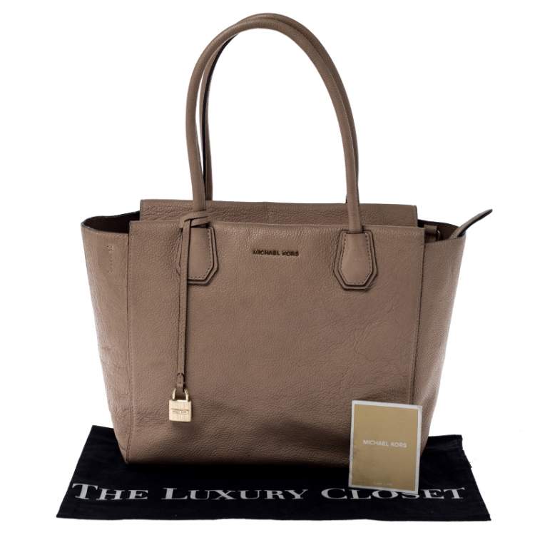 Pre Owned Michael Kors Beige Pebbled Leather Large Mercer Tote