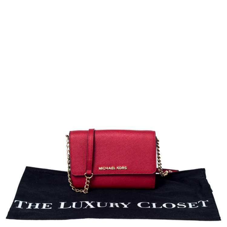 Pre Owned Michael Kors Red Leather Mini Crossbody Bag