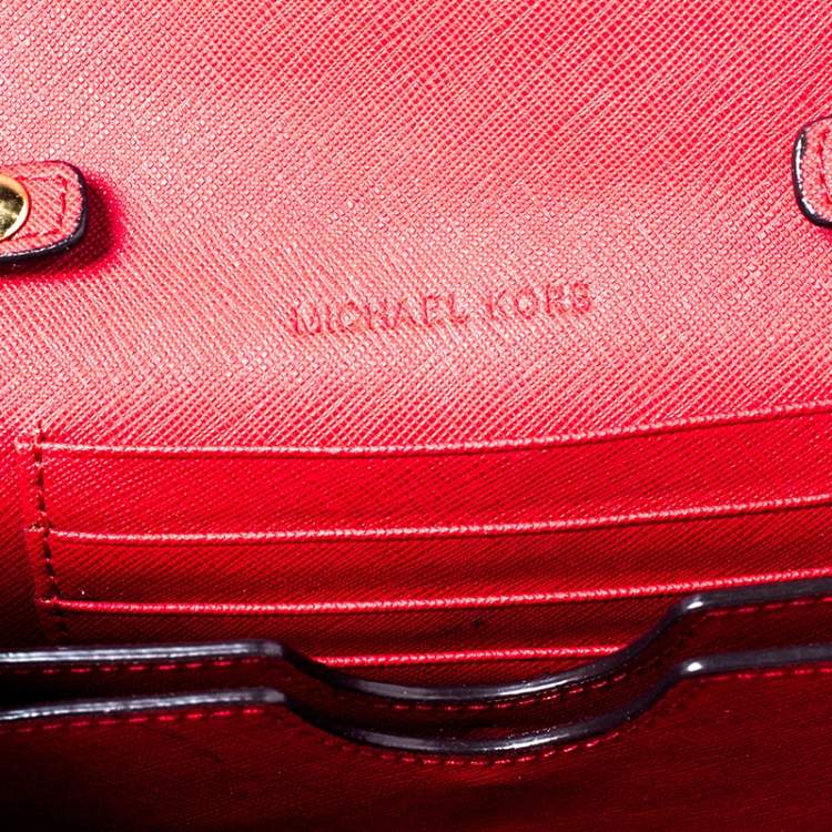 Pre Owned Michael Kors Red Leather Mini Crossbody Bag