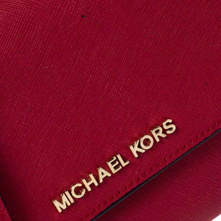 Pre Owned Michael Kors Red Leather Mini Crossbody Bag