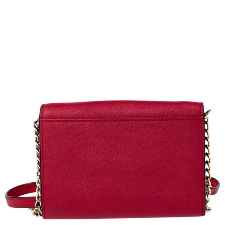 Pre Owned Michael Kors Red Leather Mini Crossbody Bag