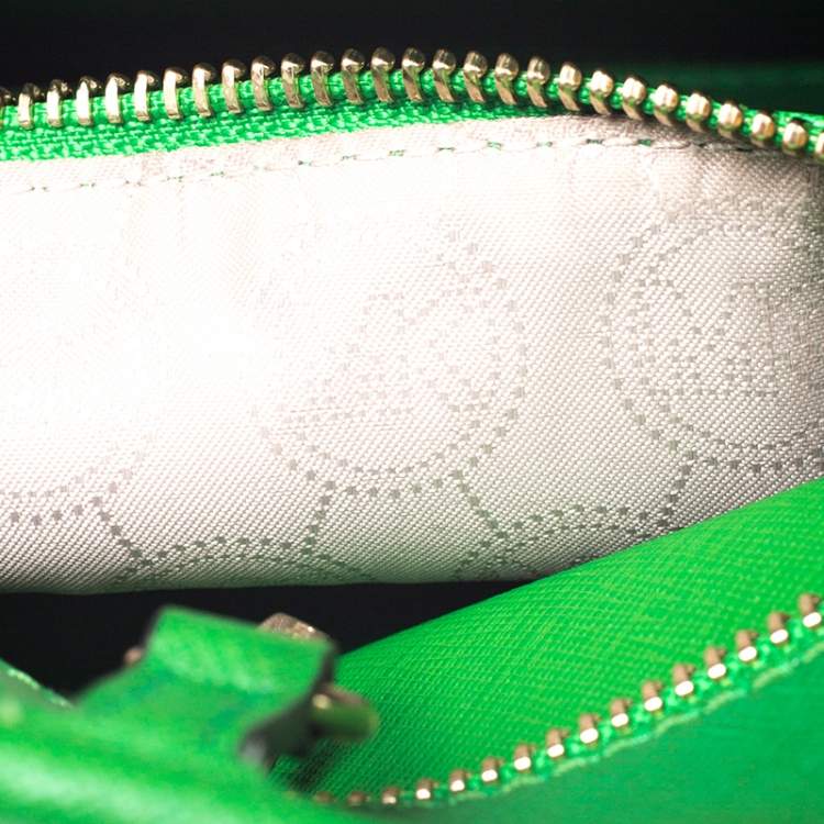 Pre Owned Michael Kors Green Saffiano Leather Jet Set Travel Tote