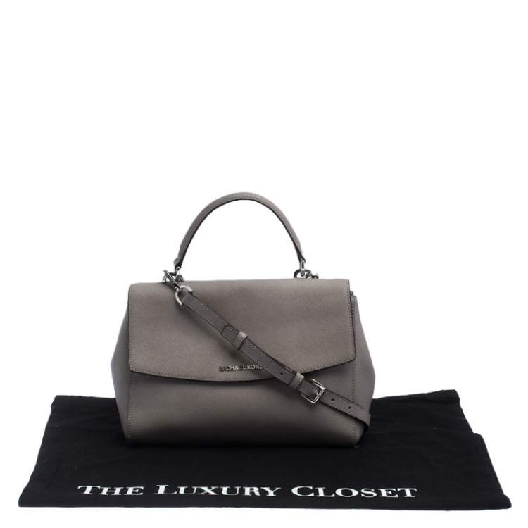 Pre Owned Michael Kors Grey Leather Ava Top Handle Bag