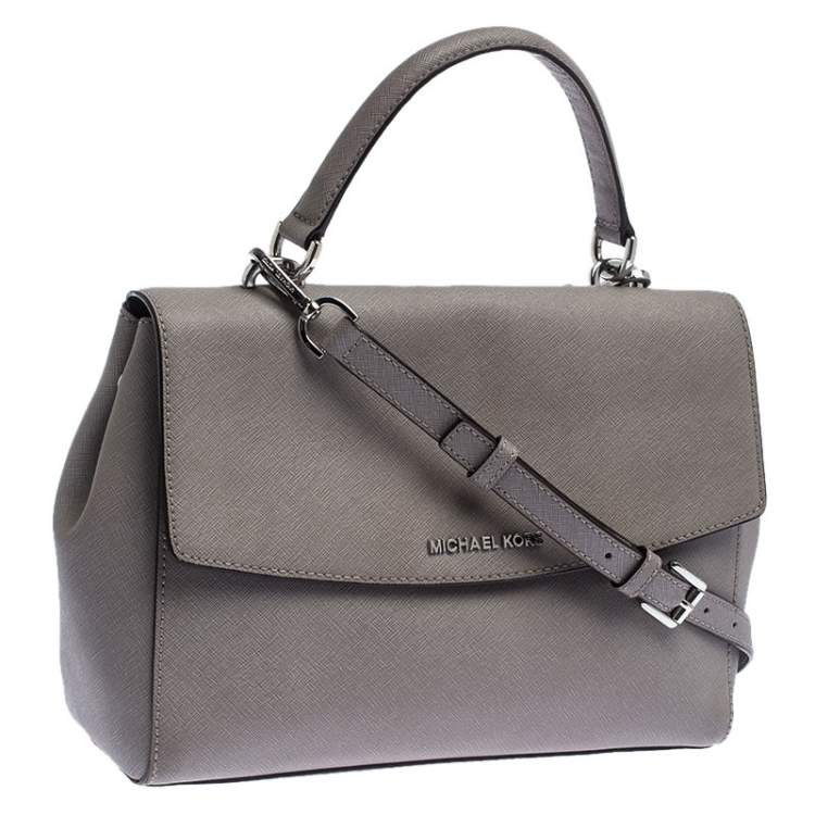 Pre Owned Michael Kors Grey Leather Ava Top Handle Bag