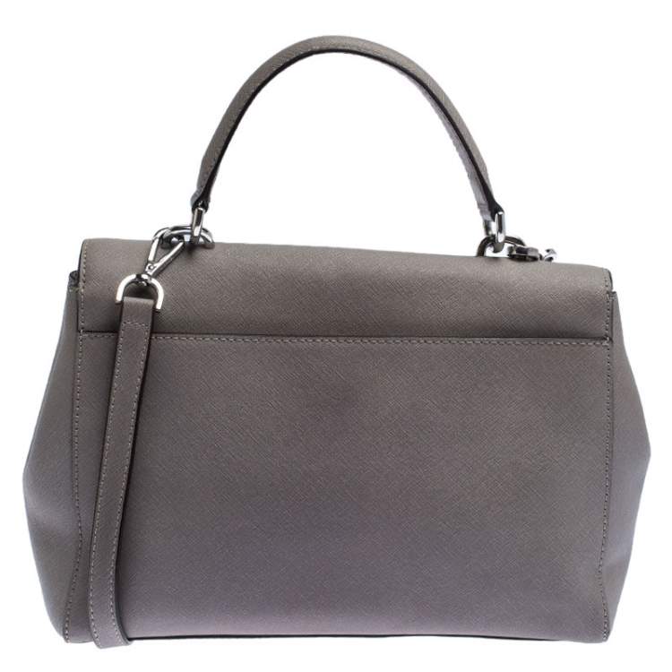 Pre Owned Michael Kors Grey Leather Ava Top Handle Bag