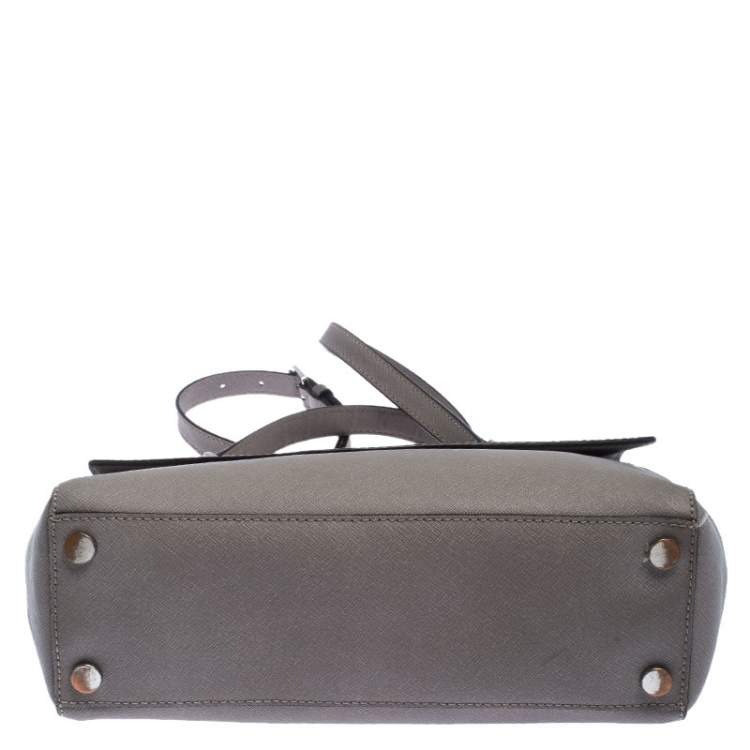 Pre Owned Michael Kors Grey Leather Ava Top Handle Bag