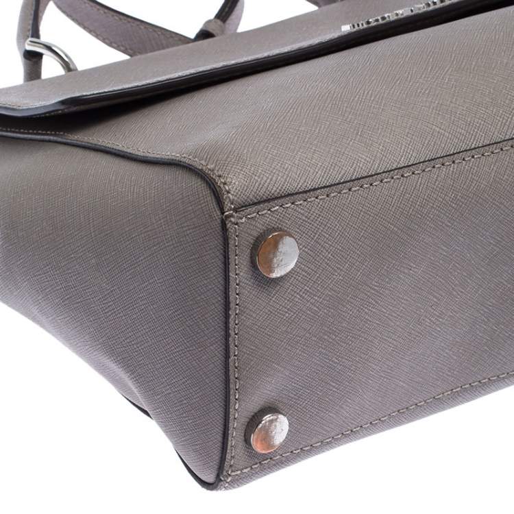 Pre Owned Michael Kors Grey Leather Ava Top Handle Bag