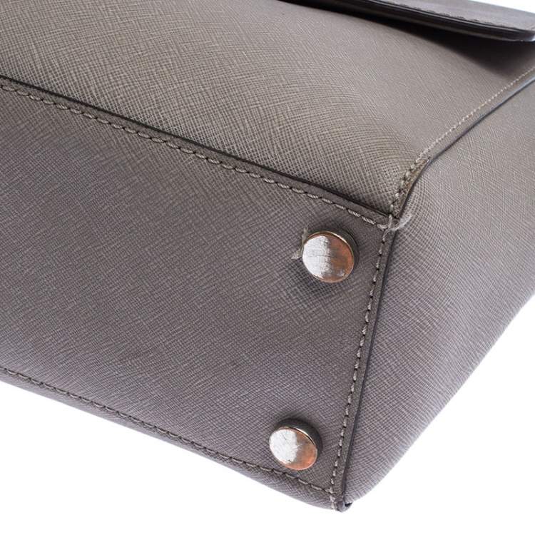 Pre Owned Michael Kors Grey Leather Ava Top Handle Bag