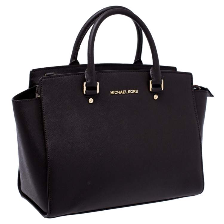 Pre Owned MICHAEL Michael Kors Dark Brown Saffiano Leather Medium Selma Tote