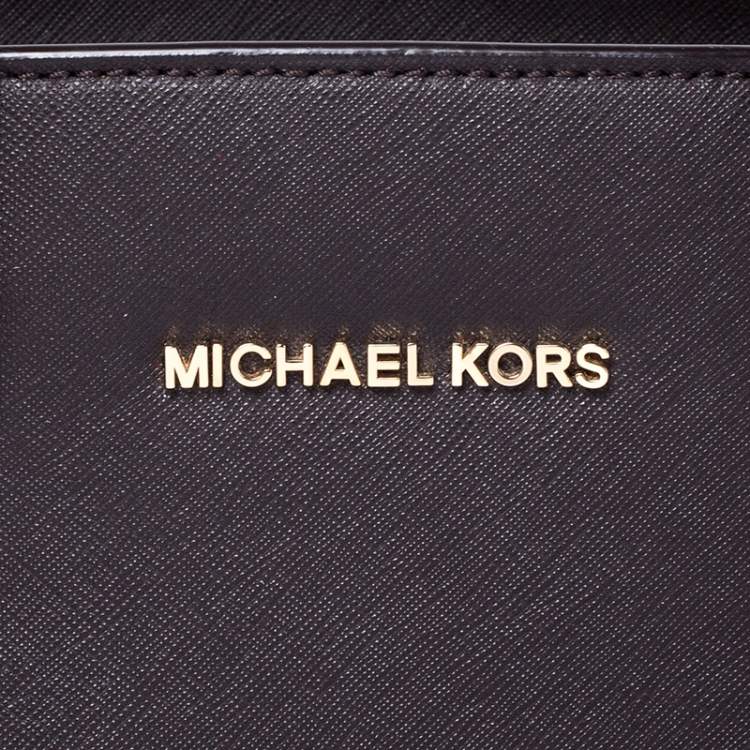 Pre Owned MICHAEL Michael Kors Dark Brown Saffiano Leather Medium Selma Tote