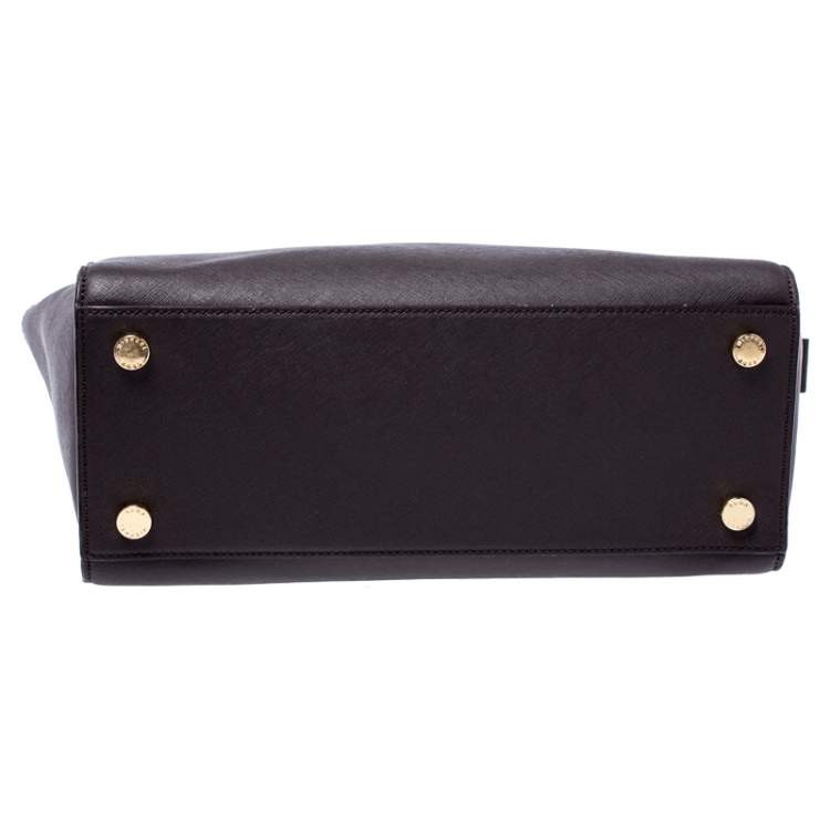 Pre Owned MICHAEL Michael Kors Dark Brown Saffiano Leather Medium Selma Tote