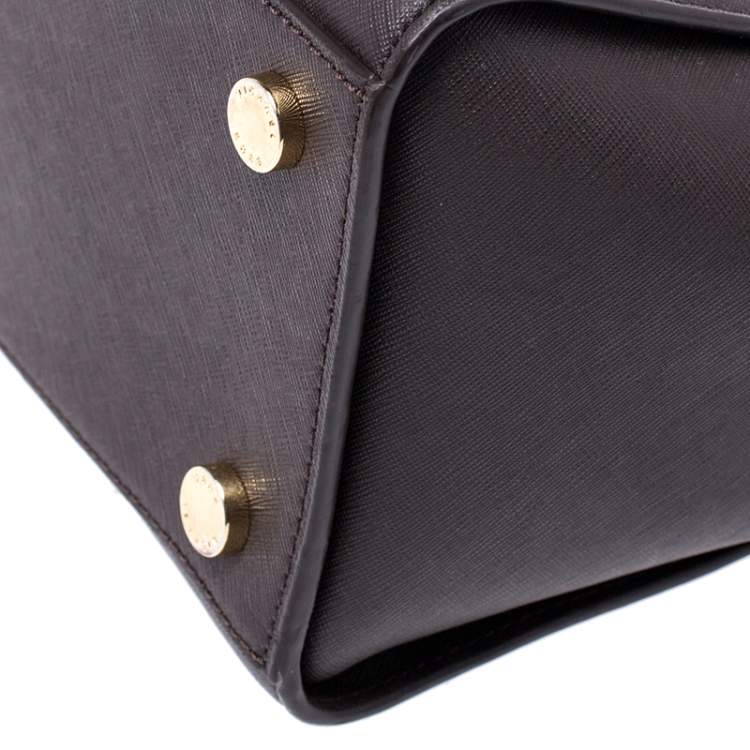 Pre Owned MICHAEL Michael Kors Dark Brown Saffiano Leather Medium Selma Tote