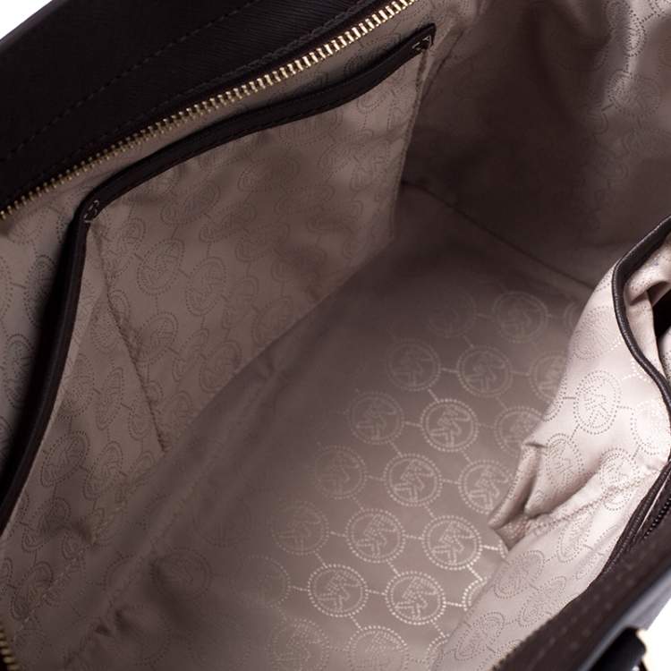 Pre Owned MICHAEL Michael Kors Dark Brown Saffiano Leather Medium Selma Tote