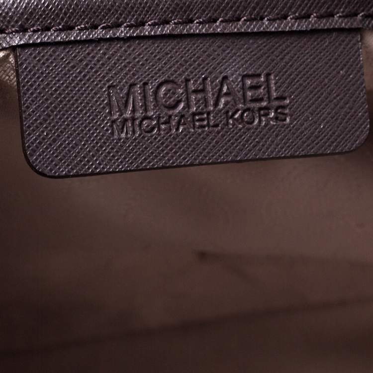 Pre Owned MICHAEL Michael Kors Dark Brown Saffiano Leather Medium Selma Tote