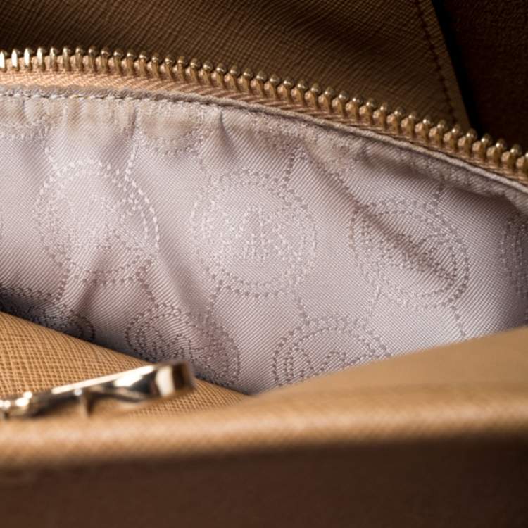 Pre Owned Michael Kors Tan Saffiano Leather Jet Set Tote