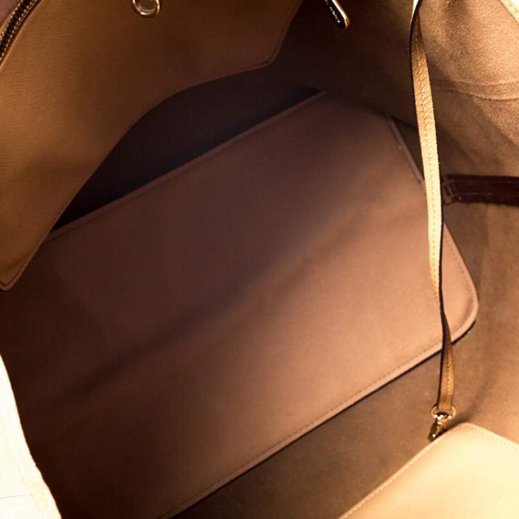 Pre Owned Michael Kors Tan Saffiano Leather Jet Set Tote