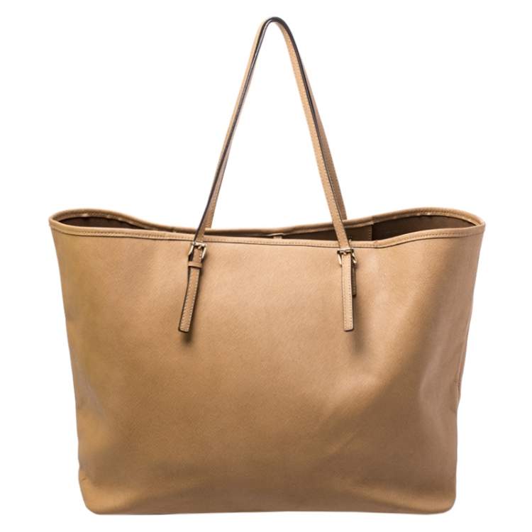 Pre Owned Michael Kors Tan Saffiano Leather Jet Set Tote
