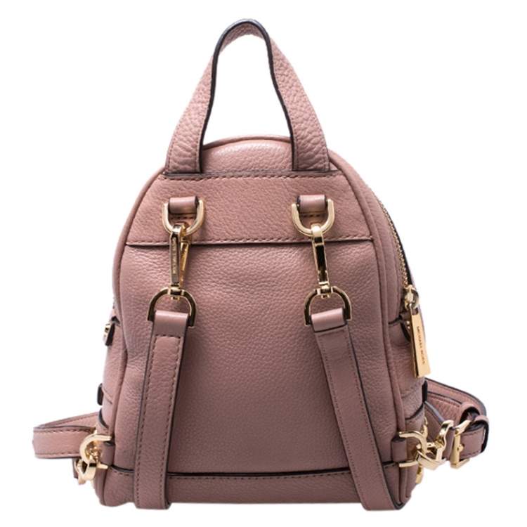 Pre Owned Michael Kors Beige Leather Mini Studded Rhea Backpack