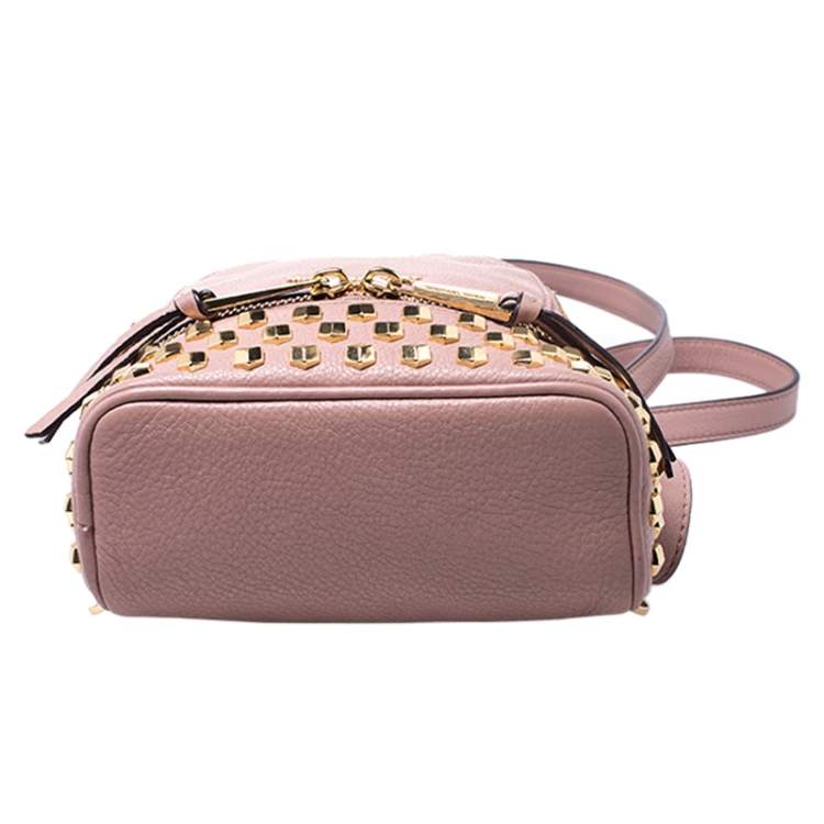 Pre Owned Michael Kors Beige Leather Mini Studded Rhea Backpack