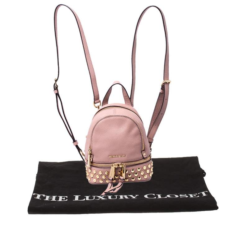Pre Owned Michael Kors Beige Leather Mini Studded Rhea Backpack
