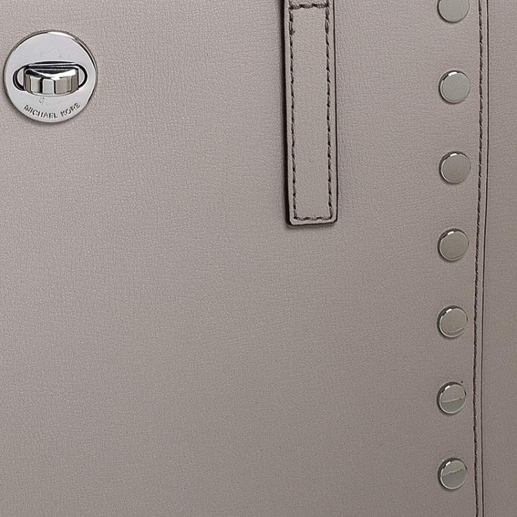 Pre Owned Michael Kors Grey Leather Rivington Studded Tote
