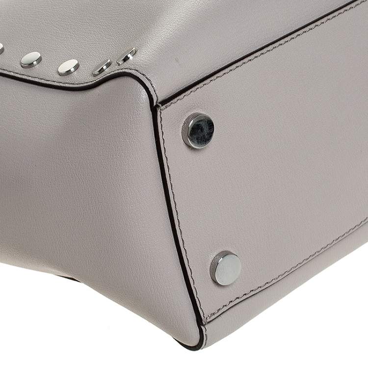 Pre Owned Michael Kors Grey Leather Rivington Studded Tote