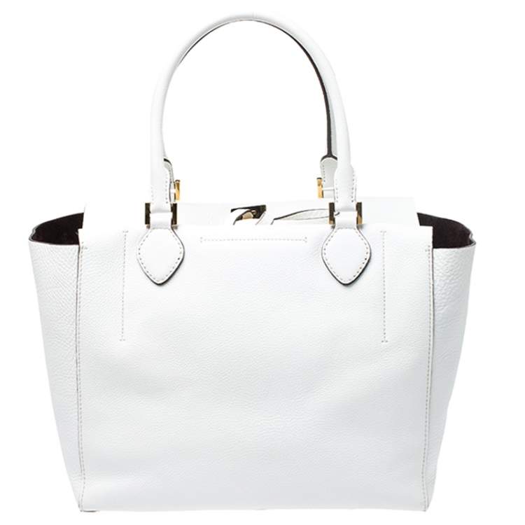 Pre Owned Michael Kors White Soft Leather Large Miranda Tote