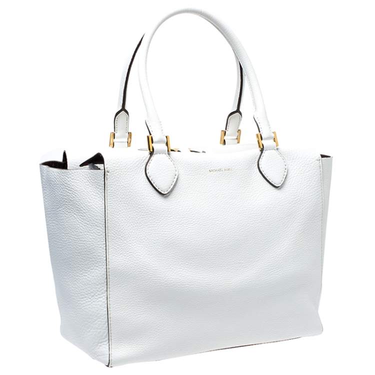 Pre Owned Michael Kors White Soft Leather Large Miranda Tote