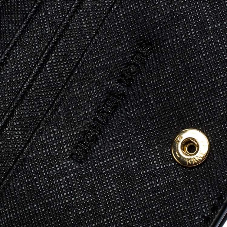 Pre Owned Michael Kors Black Leather Carryall Card Case Wallet